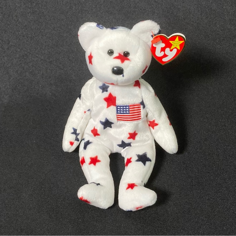 Vintage 1998 Glory The Star Spangled Teddy Bear Ty Beanie Baby
